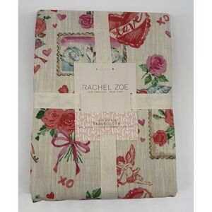 Rachel Zoe Valentines Tablecloth Cupid Postcard Swans XO Bow Rose  Painted 60 10